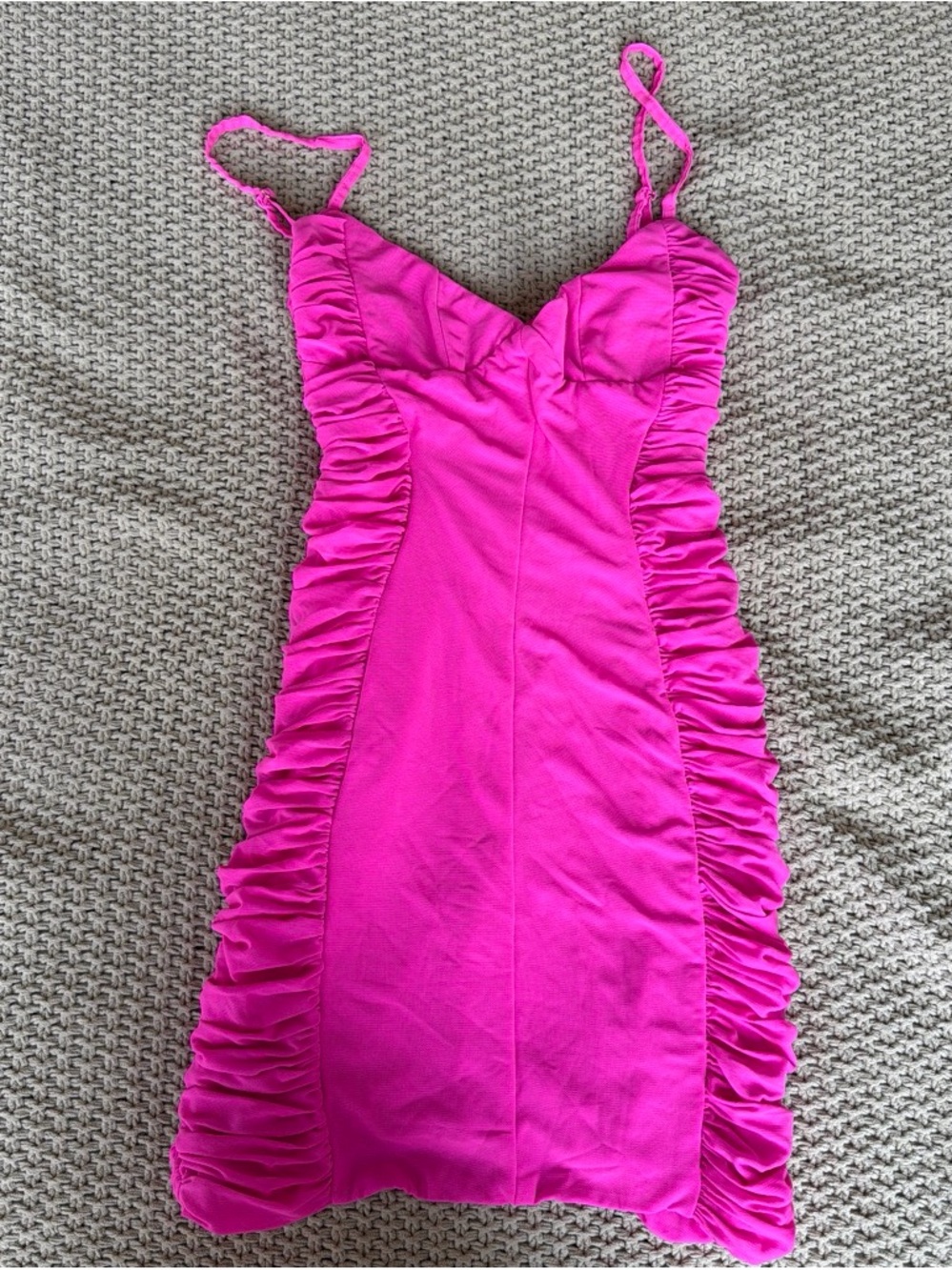 White Fox Pink Ruched Mini Dress